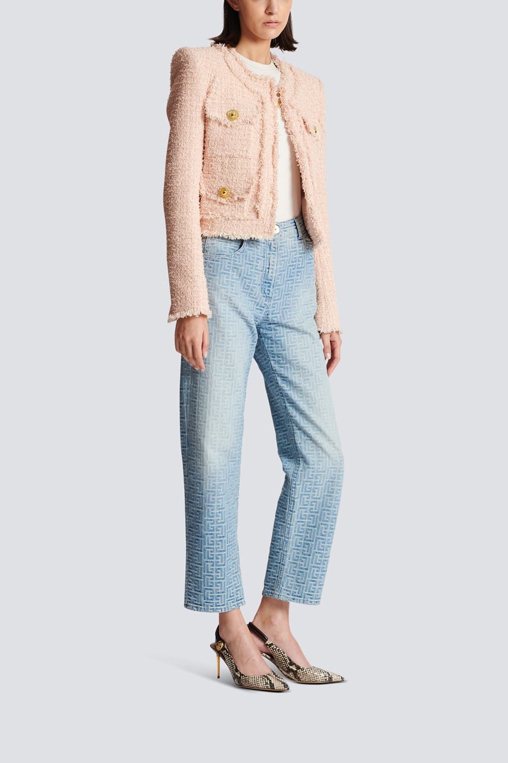 BALMAIN-Collarless 4 Pocket Jacket-