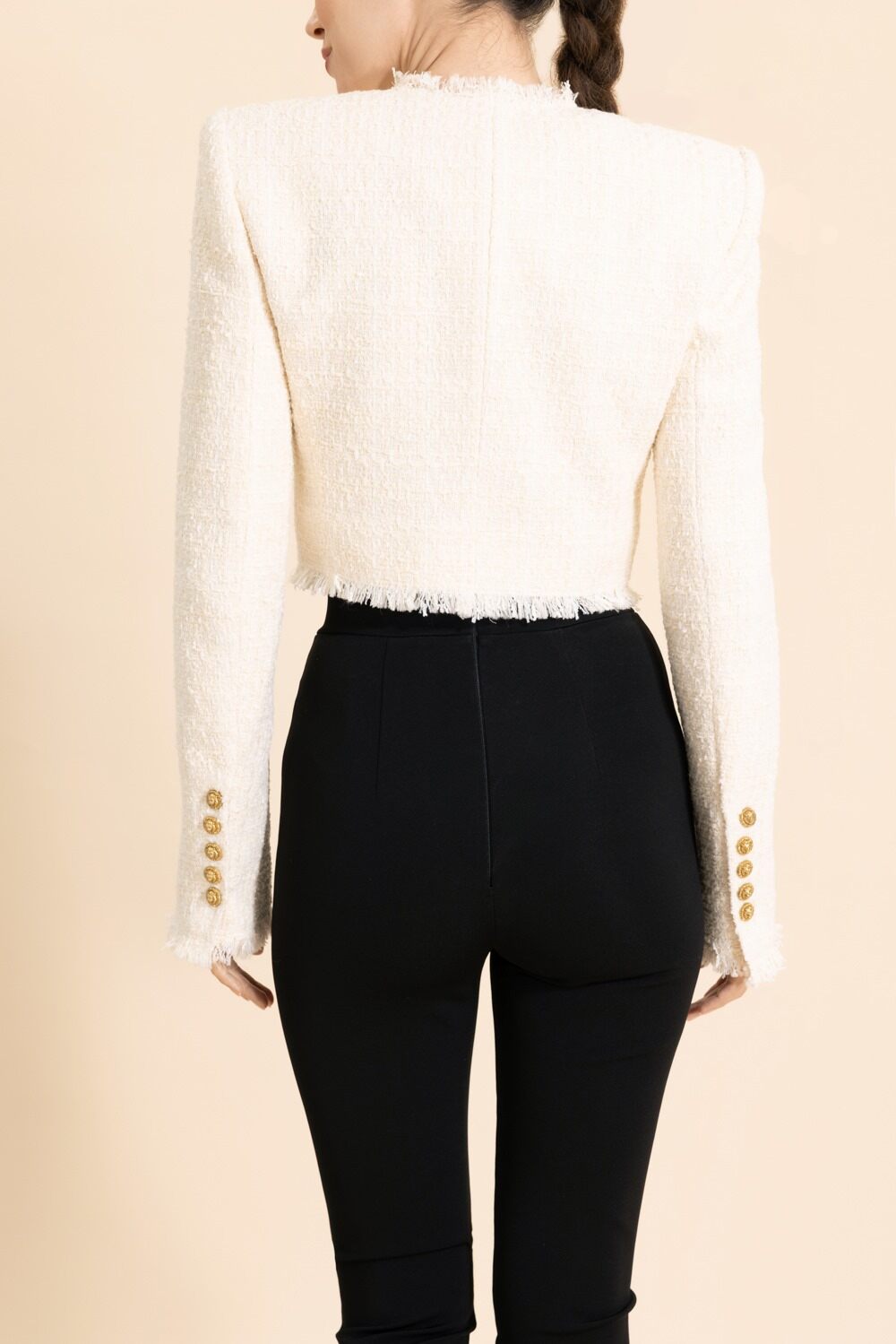 Spencer Crop Jacket - Blanc-WHITE-34-CLOTHINGJACKETCASUAL-BALMAIN