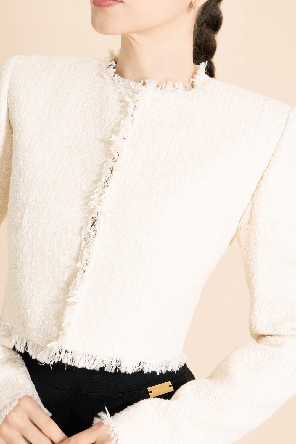 Spencer Crop Jacket - Blanc-WHITE-34-CLOTHINGJACKETCASUAL-BALMAIN