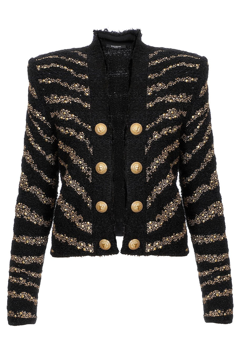BALMAIN-Side to Side Zebra Tweed Jacket-EADNOIR