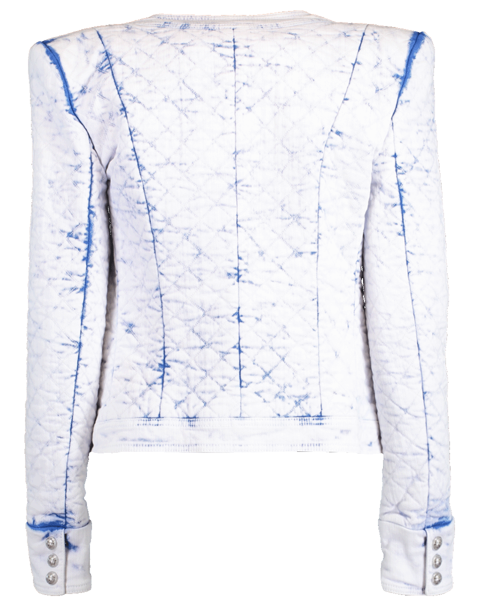 BALMAIN-Quilted Acid Wash Jacket-