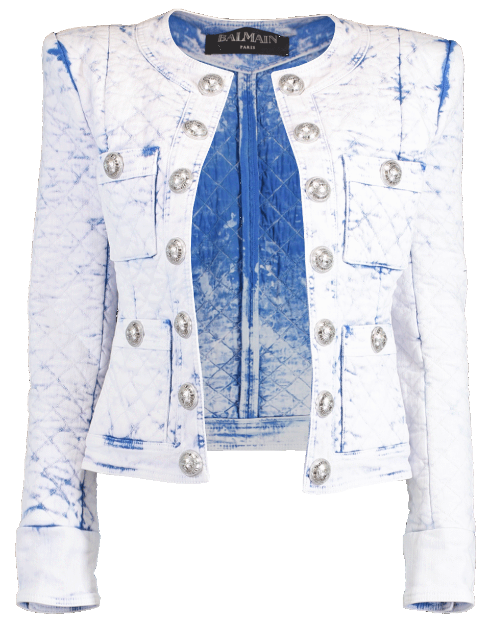 BALMAIN-Quilted Acid Wash Jacket-