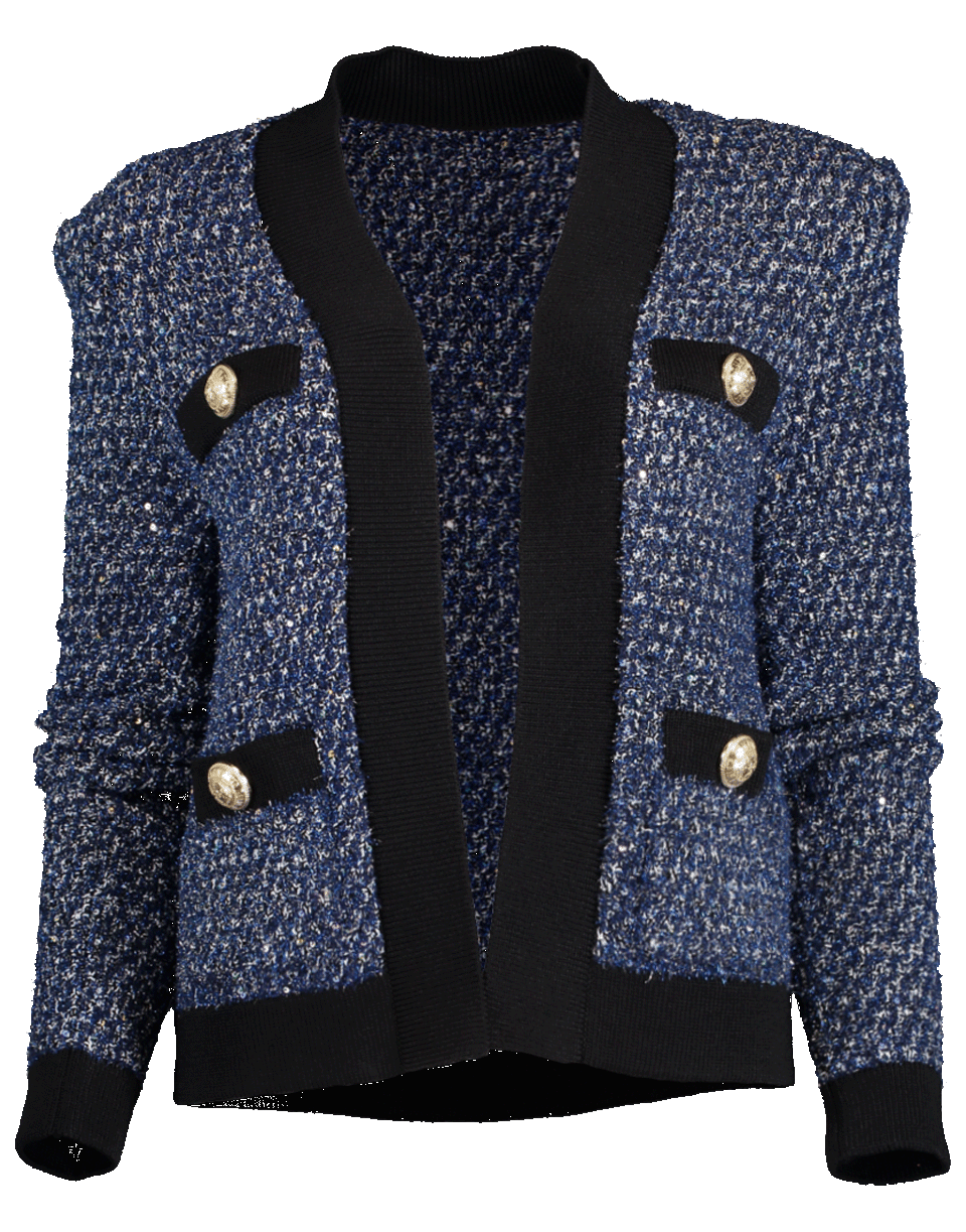 BALMAIN-Sequin Tweed Jacket-