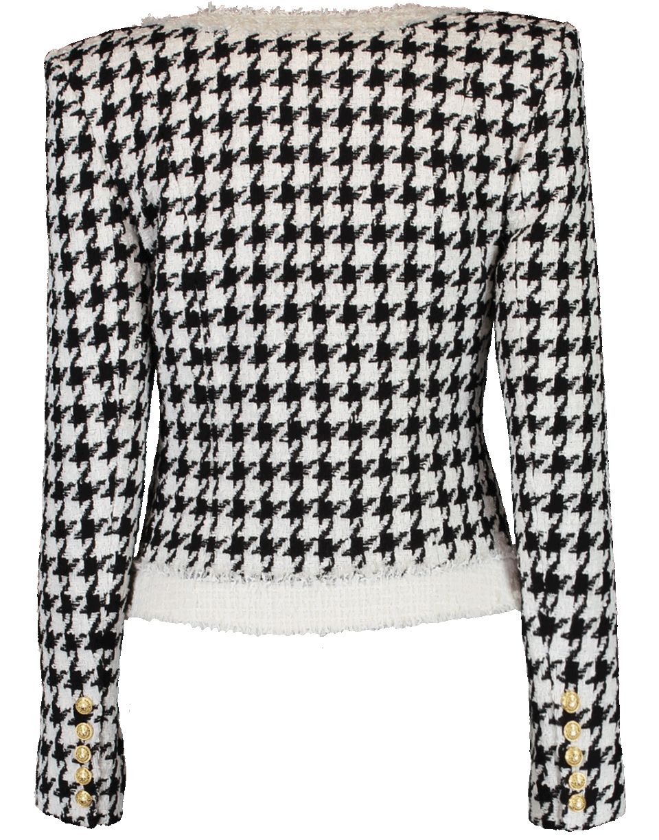 BALMAIN-Straight Pocket Houndstooth Jacket-