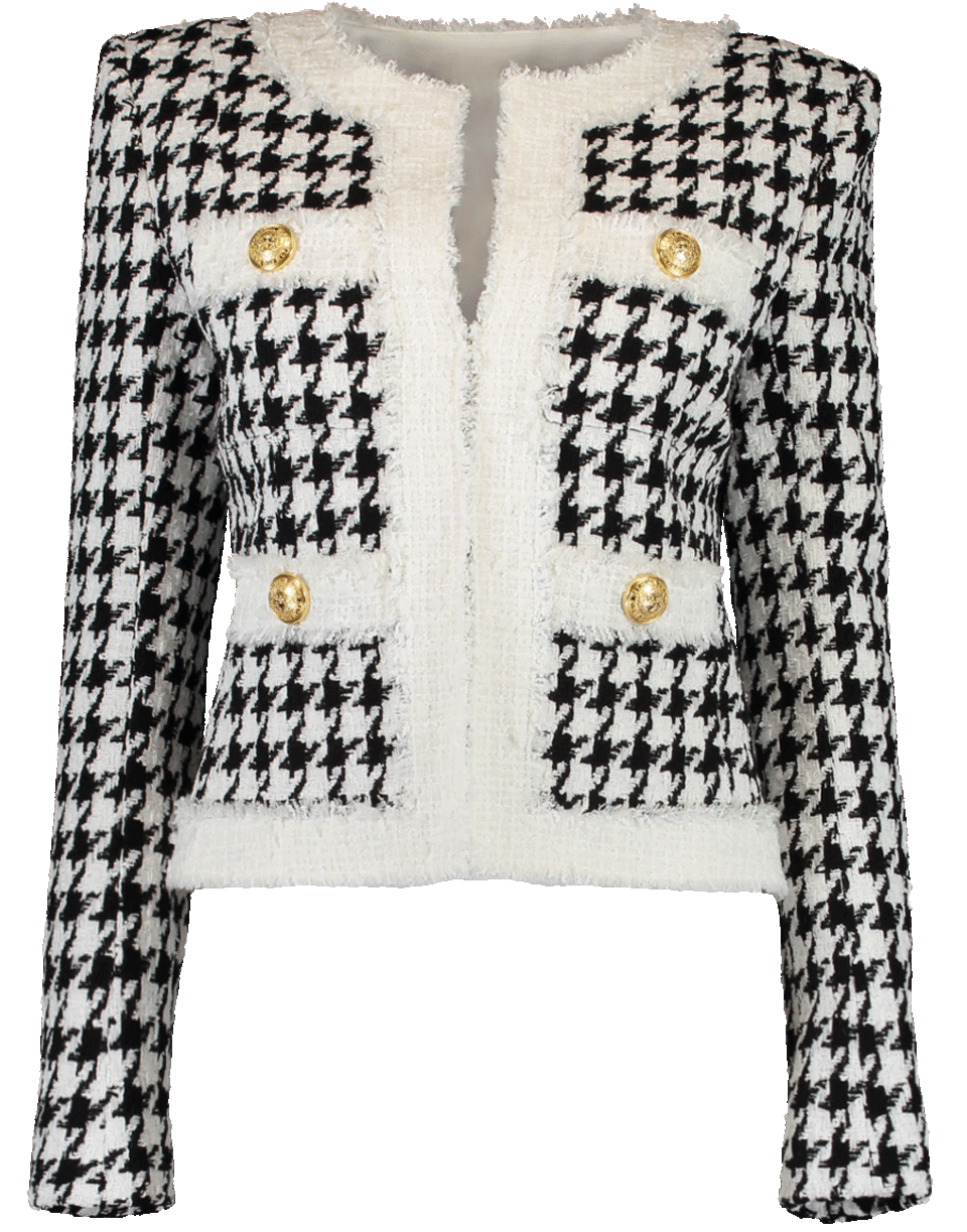 BALMAIN-Straight Pocket Houndstooth Jacket-