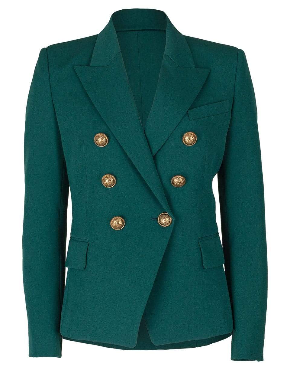 BALMAIN-Green Six Button Grain de Poudre Jacket-