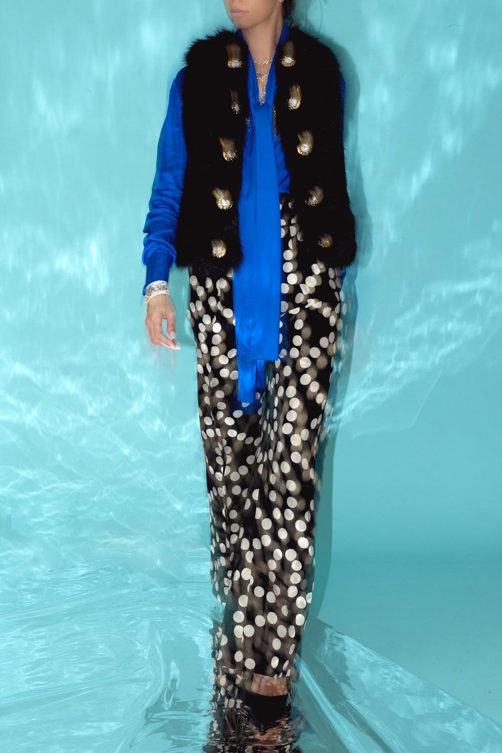 BALMAIN-Sleeveless Faux Fur Jacket-