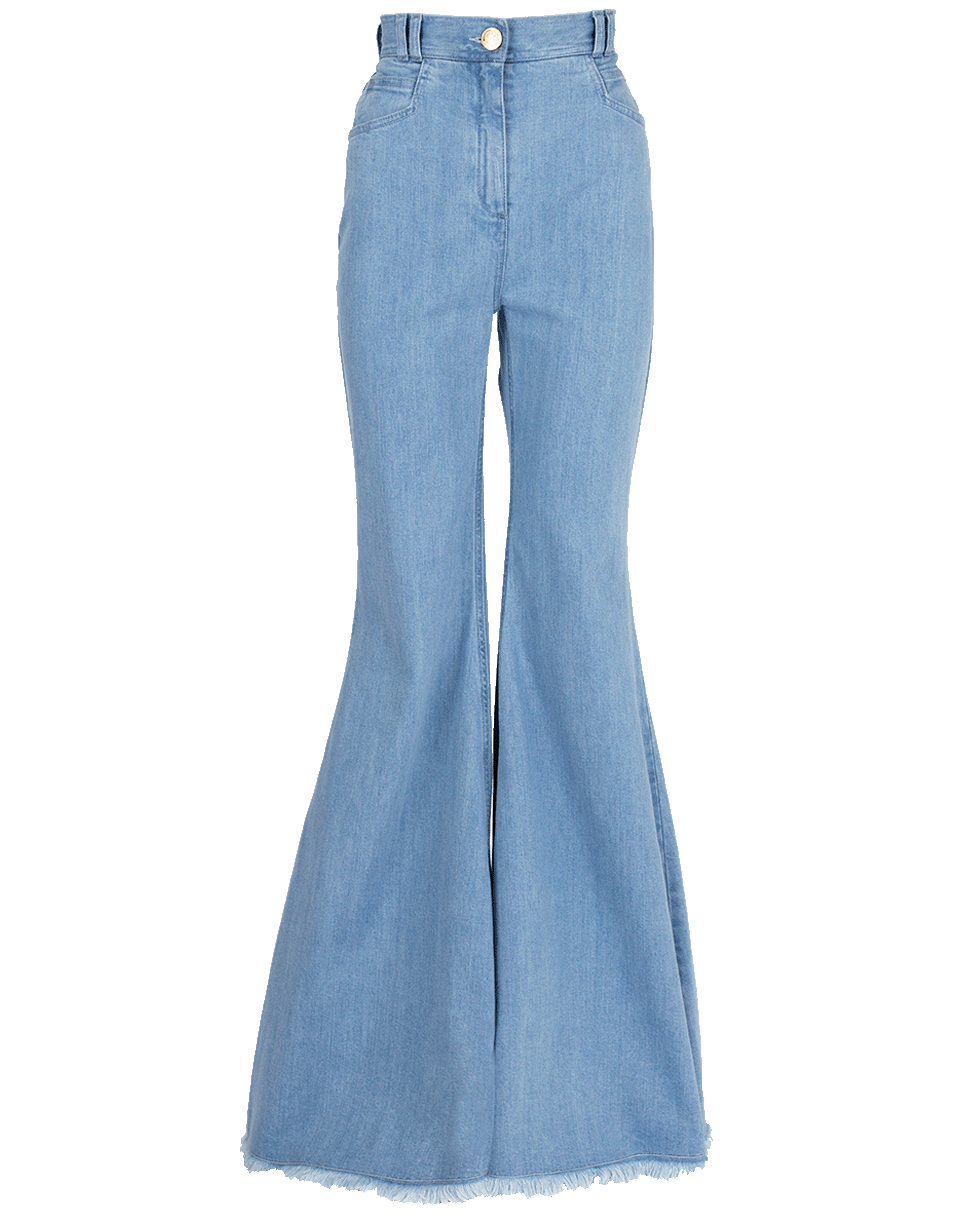 BALMAIN-Flared Frayed Denim Pant-