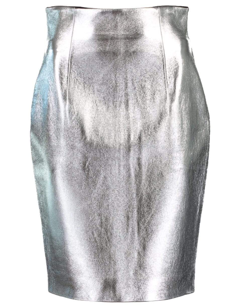 BALMAIN-Knee-Length Leather Skirt-