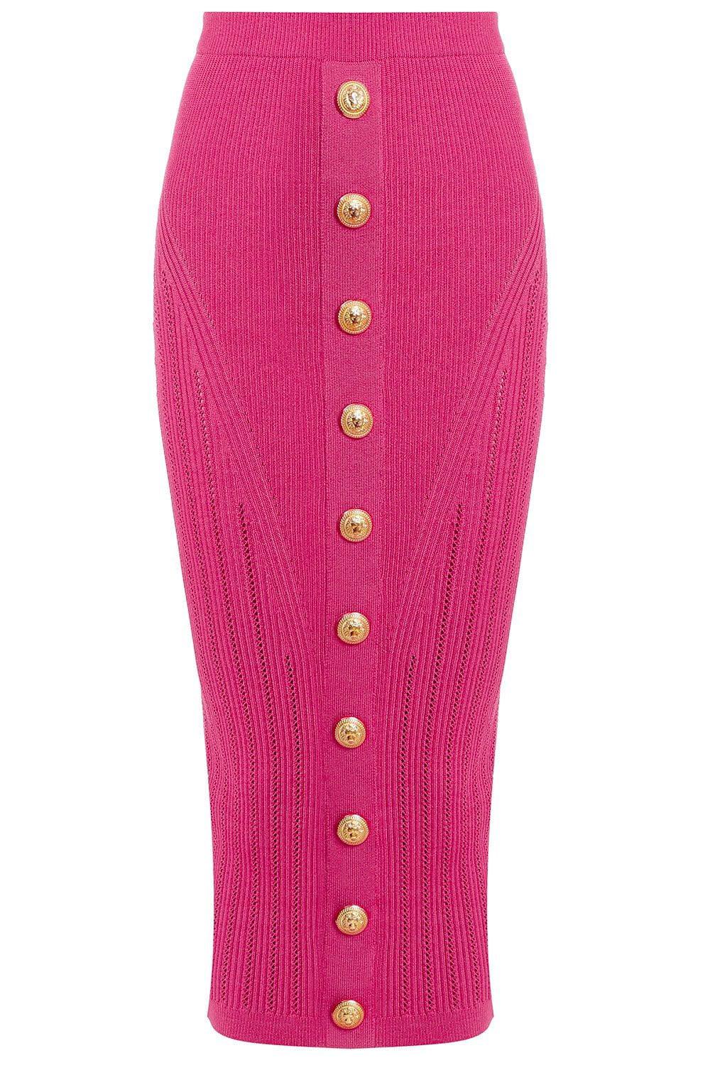 BALMAIN-Button Front Midi Skirt-