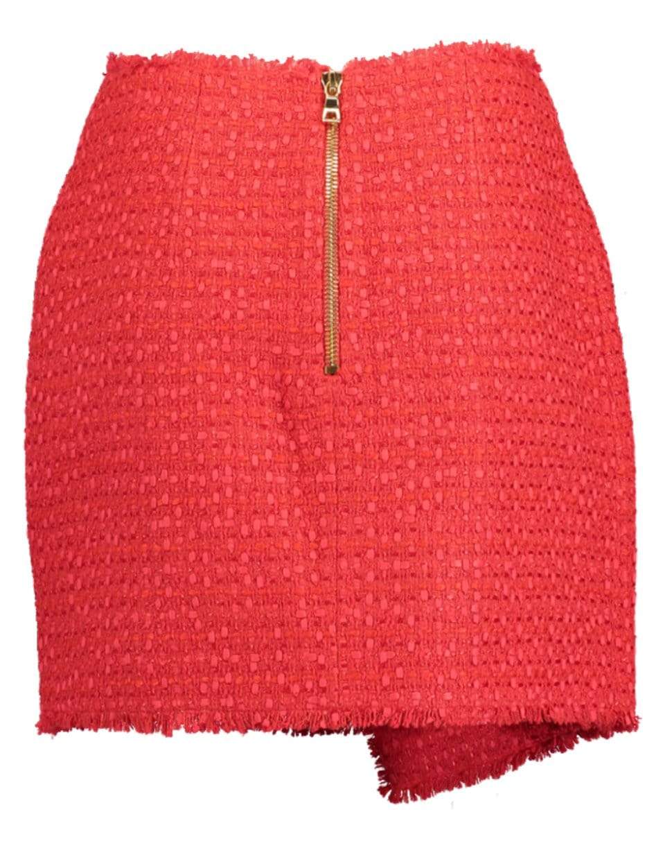 BALMAIN-Asymmetrical Four Button Tweed Wrap Skirt-