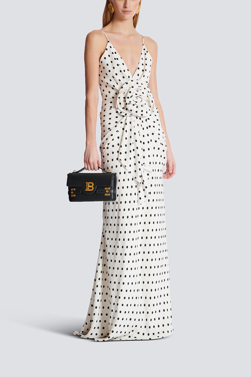 POLKA DOT LONG DRESS-BLNCNOIR-40-CLOTHINGSPECIALPOP UP-BALMAIN