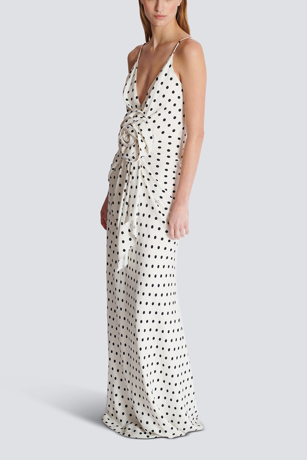 POLKA DOT LONG DRESS-BLNCNOIR-40-CLOTHINGSPECIALPOP UP-BALMAIN