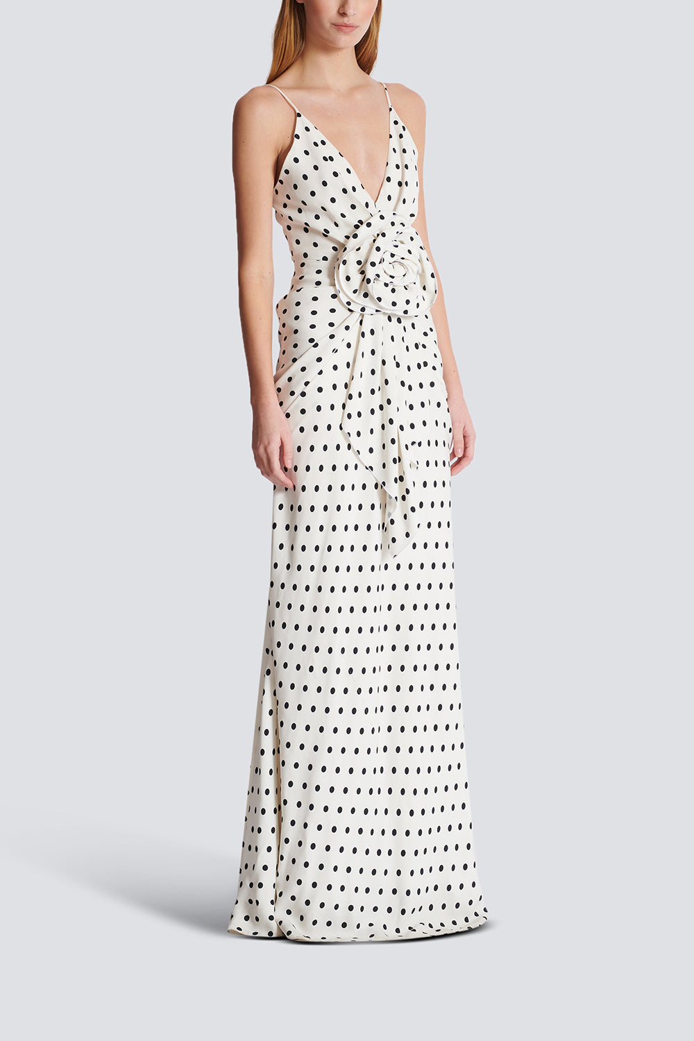 POLKA DOT LONG DRESS-BLNCNOIR-40-CLOTHINGSPECIALPOP UP-BALMAIN