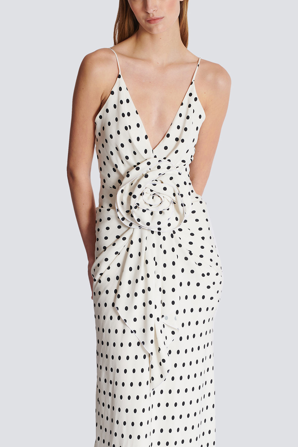 POLKA DOT LONG DRESS-BLNCNOIR-40-CLOTHINGSPECIALPOP UP-BALMAIN