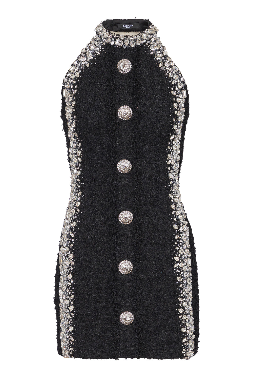 SLEEVELESS BUTTONED EMBROIDERED MINI DRESS-NOICRIST-36-CLOTHINGSPECIALPOP UP-BALMAIN