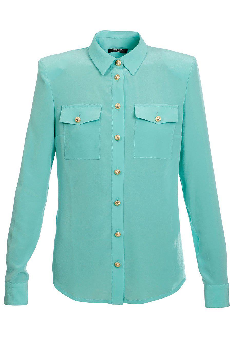 BALMAIN-Long Sleeve Pocket Button Down-