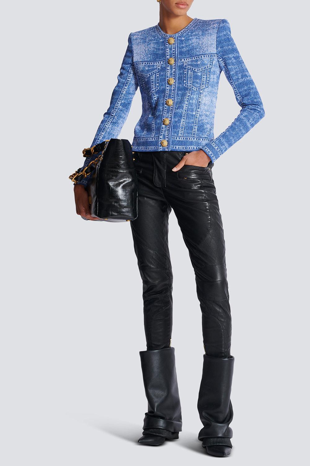 TROMPE L'ŒIL CARDIGAN-BLEUJEAN-38-CLOTHINGTOPCARDIGAN-BALMAIN