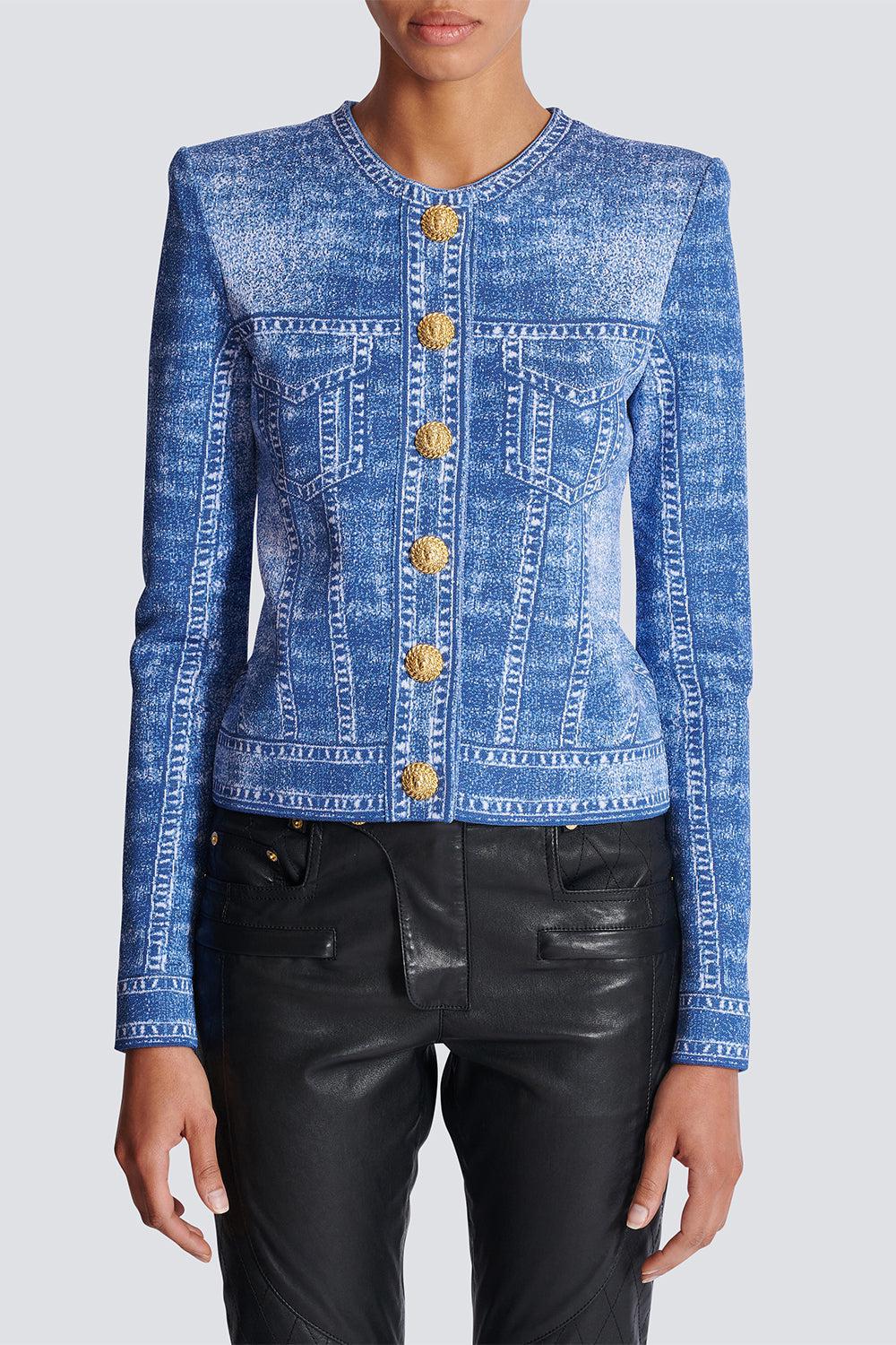 TROMPE L'ŒIL CARDIGAN-BLEUJEAN-38-CLOTHINGTOPCARDIGAN-BALMAIN