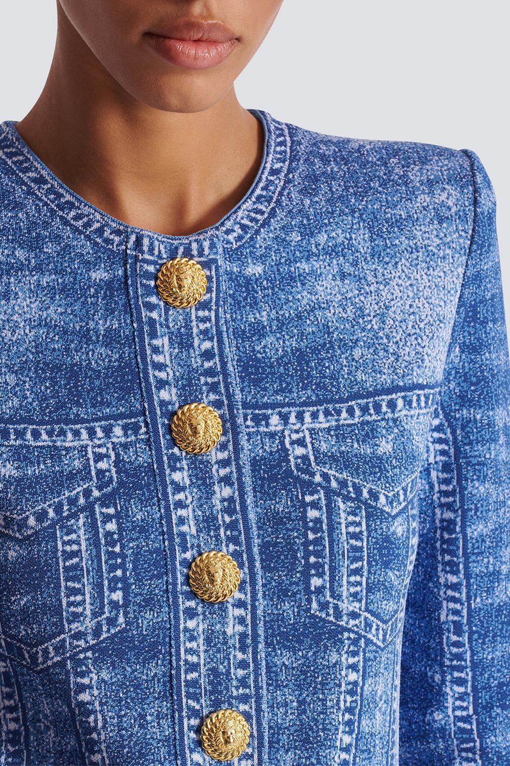 TROMPE L'ŒIL CARDIGAN-BLEUJEAN-38-CLOTHINGTOPCARDIGAN-BALMAIN