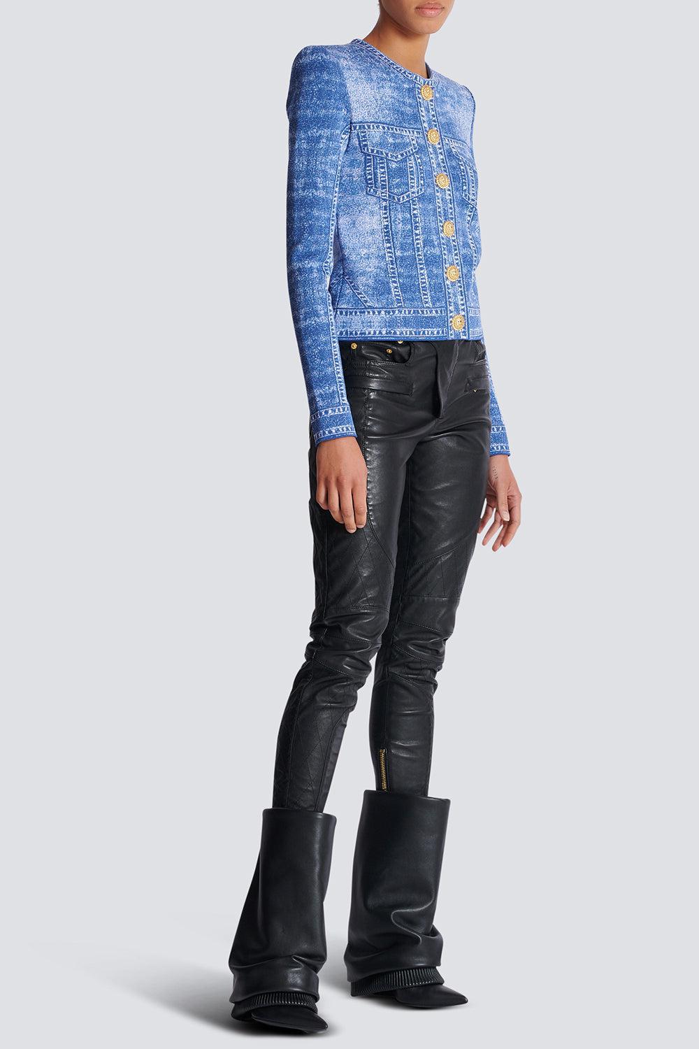 TROMPE L'ŒIL CARDIGAN-BLEUJEAN-38-CLOTHINGTOPCARDIGAN-BALMAIN