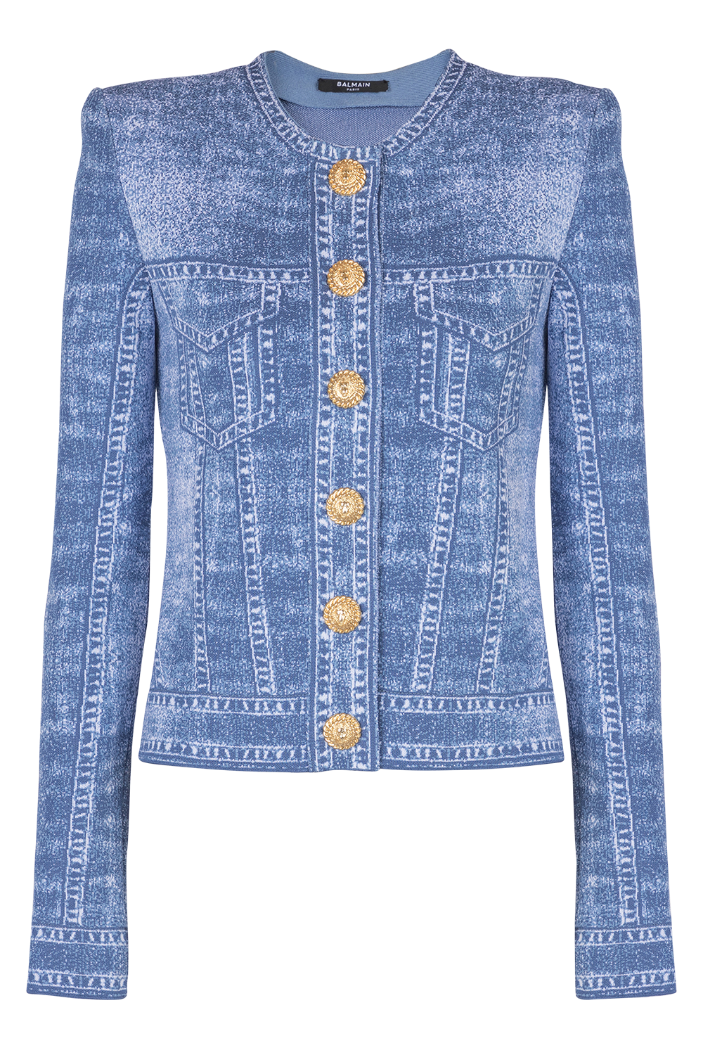TROMPE L'ŒIL CARDIGAN-BLEUJEAN-38-CLOTHINGTOPCARDIGAN-BALMAIN