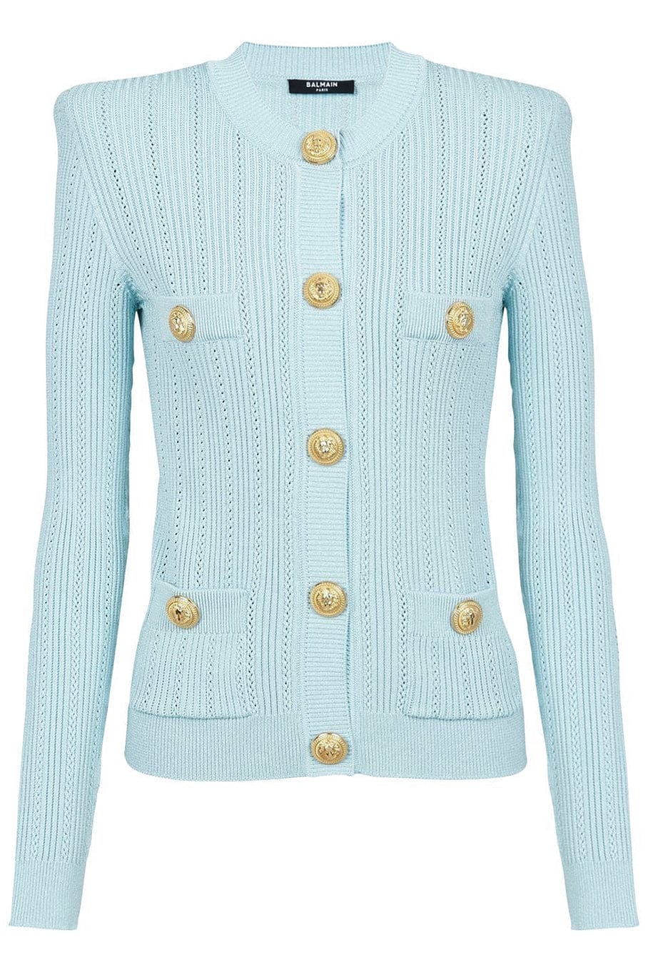 BALMAIN-Buttoned Knit Short Cardigan-
