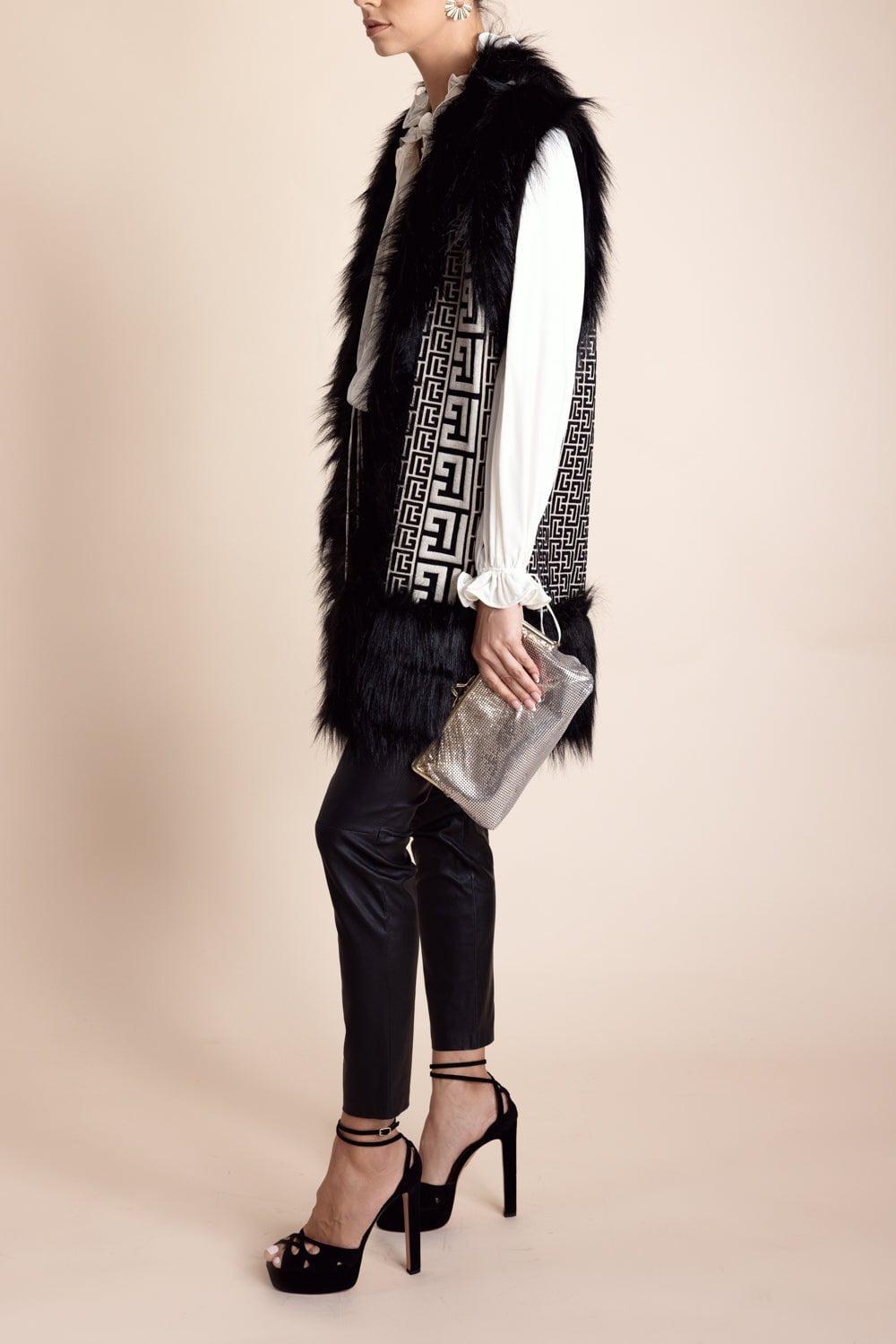 BALMAIN-Faux Fur Long Cardigan-IVOI/NOI