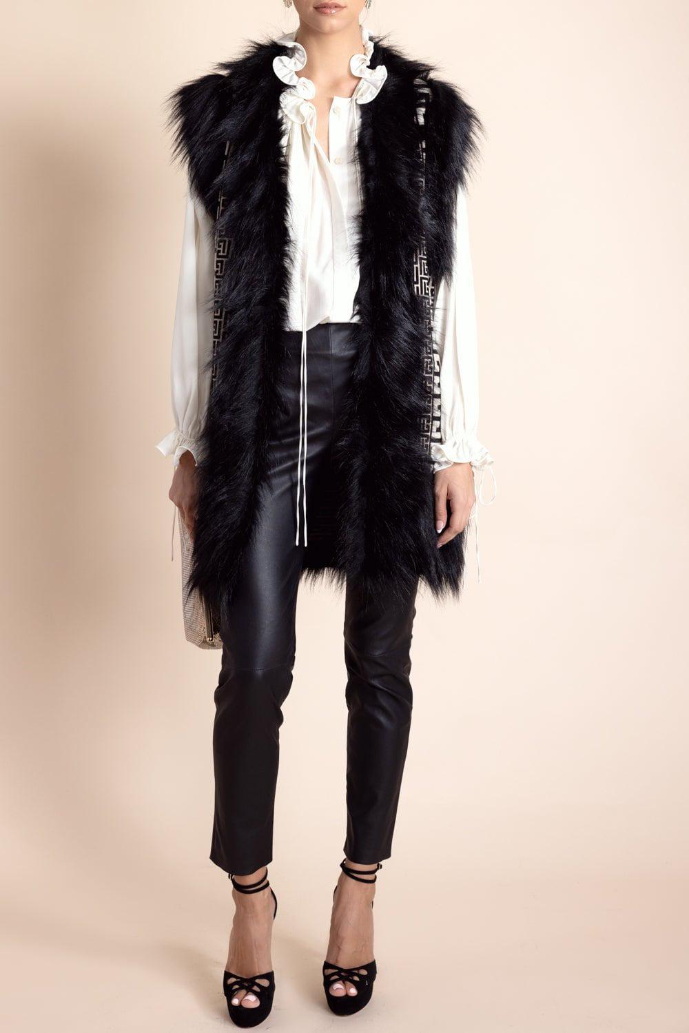 BALMAIN-Faux Fur Long Cardigan-IVOI/NOI