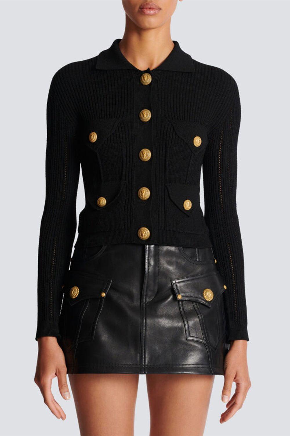 BALMAIN-Buttoned Cardigan - Noir-