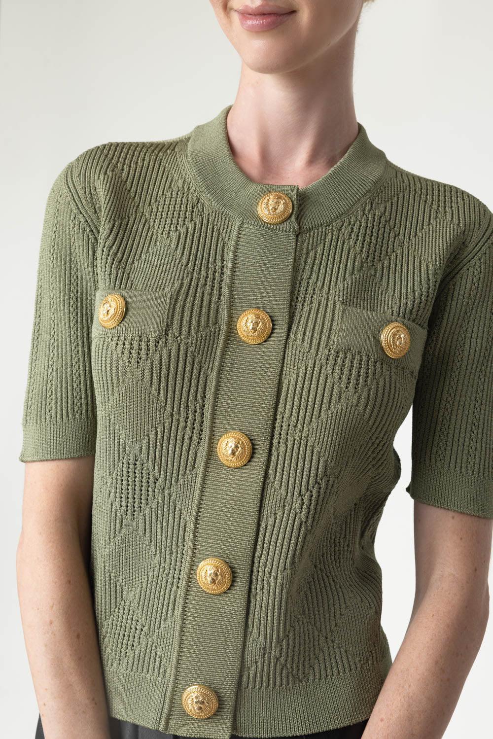 BALMAIN-Short Sleeve Two Pocket Cardigan-