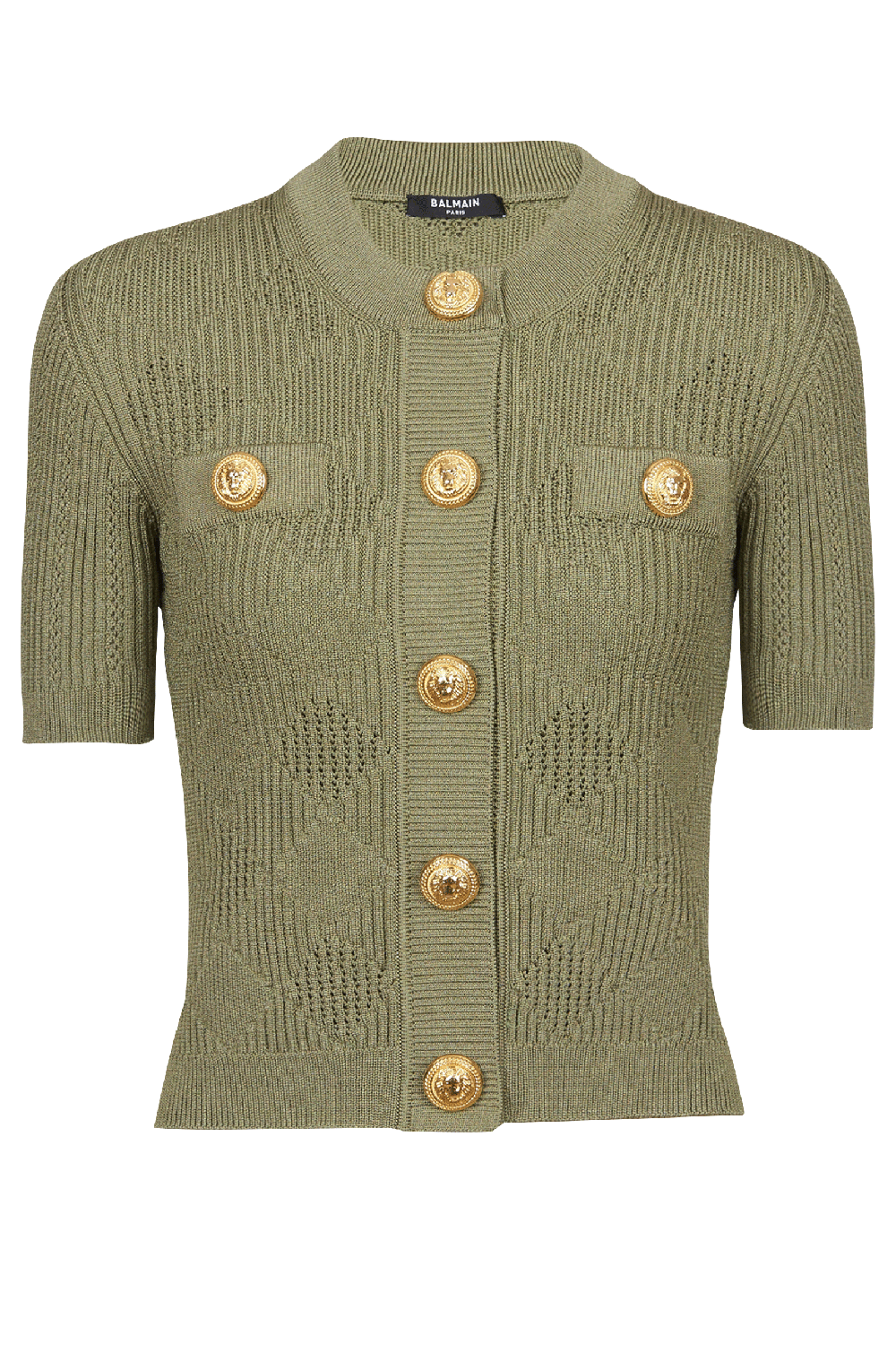 BALMAIN-Short Sleeve Two Pocket Cardigan-