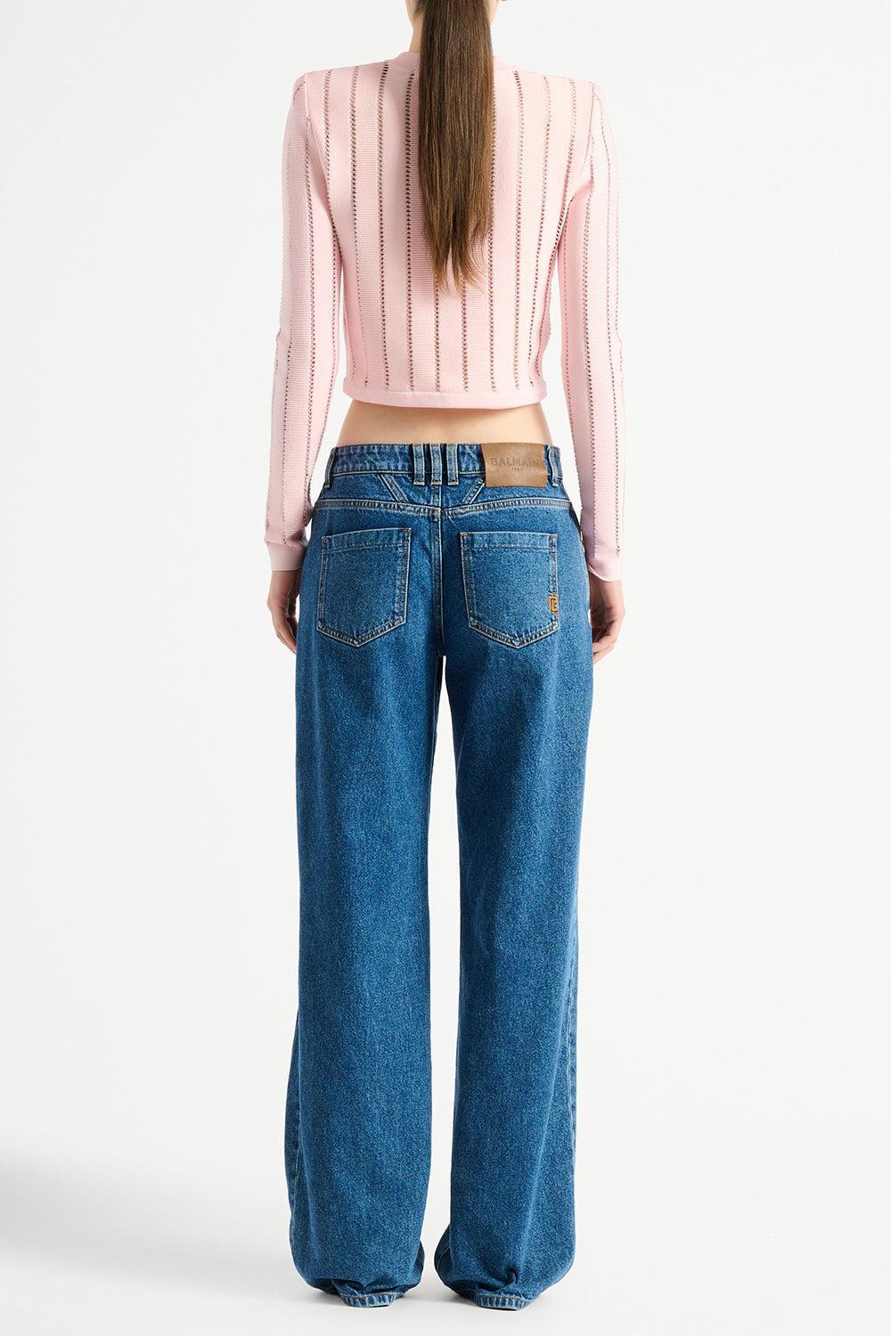 Button Knit Cardigan-PINK-34-CLOTHINGTOPCARDIGAN-BALMAIN