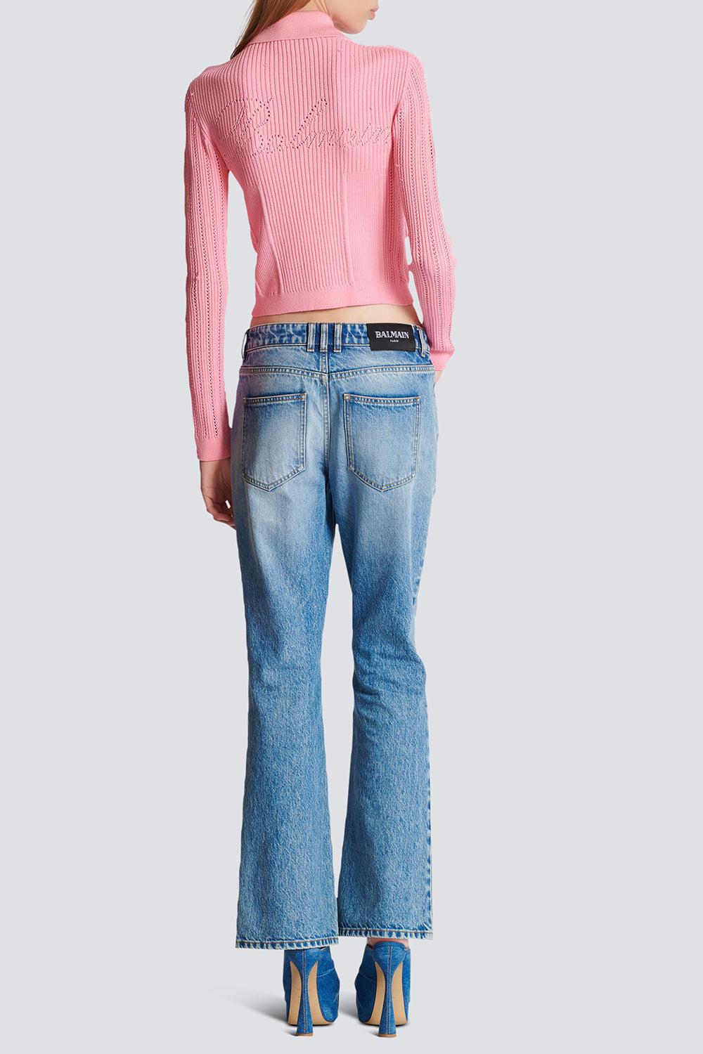 BALMAIN-Buttoned Ribbed Cardigan-