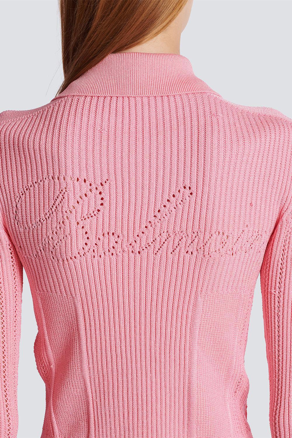 BALMAIN-Buttoned Ribbed Cardigan-