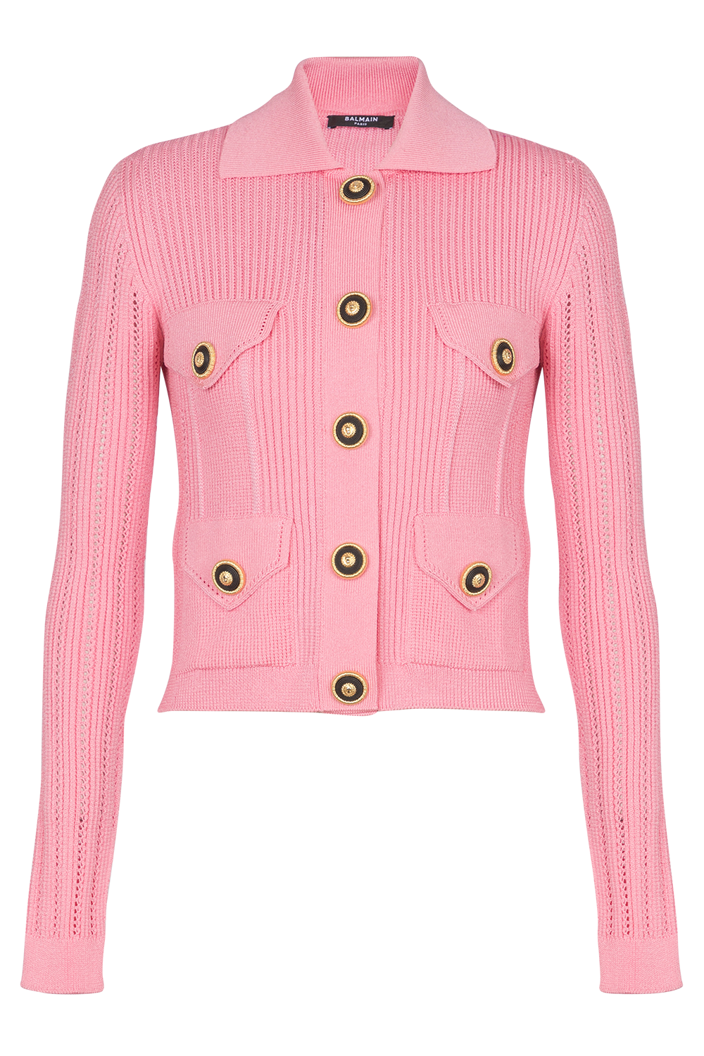 BALMAIN-Buttoned Ribbed Cardigan-