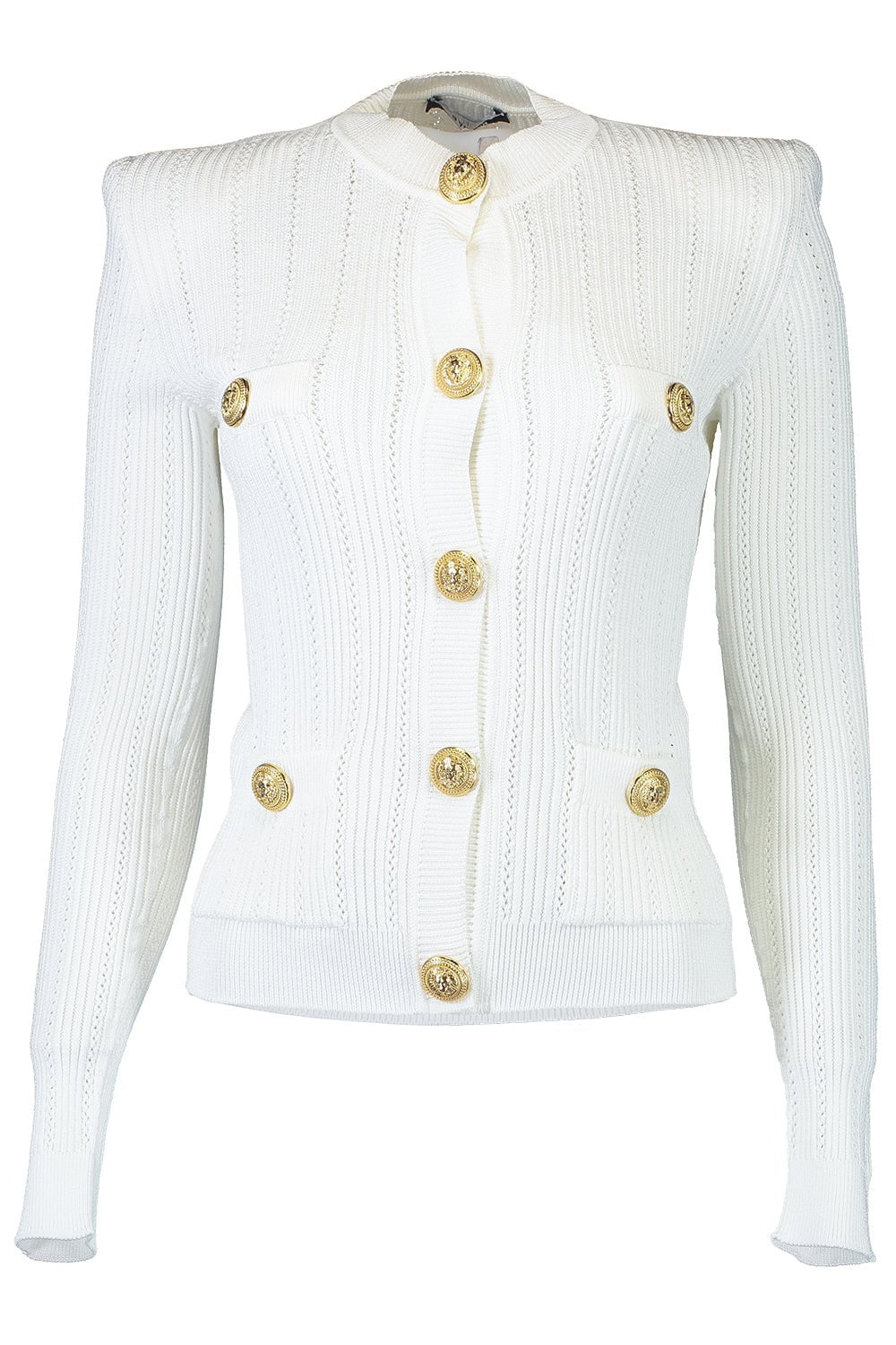 BALMAIN-Button Cardigan-WHITE