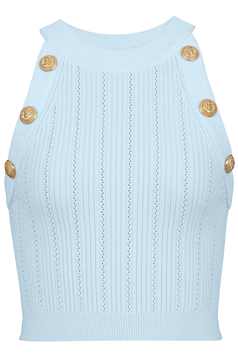BALMAIN-Sleeveless 6 Button Knit Crop Top-