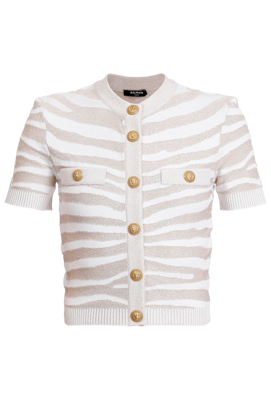 BALMAIN-Short Sleeve Knit Cardigan-