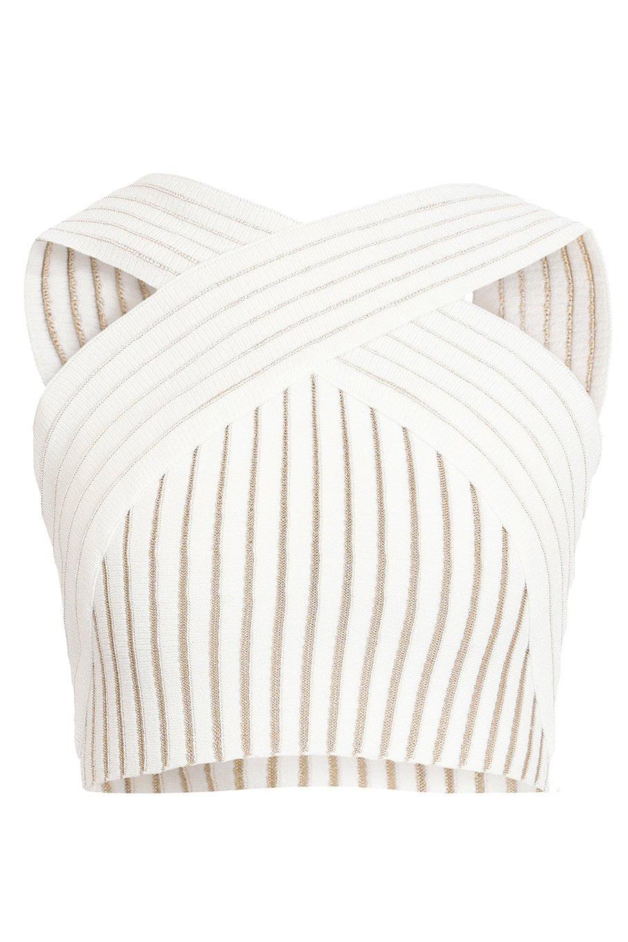 BALMAIN-Rib Knit Cropped Top-