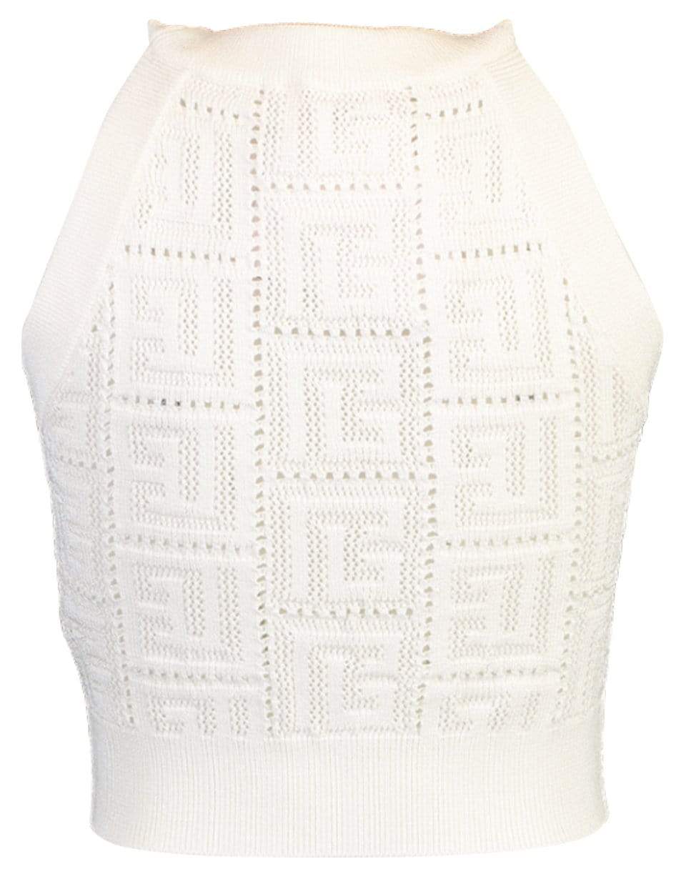 BALMAIN-Monogram Sleeveless Knit Top-