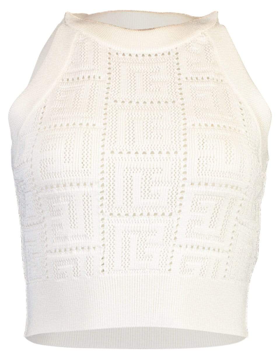 BALMAIN-Monogram Sleeveless Knit Top-