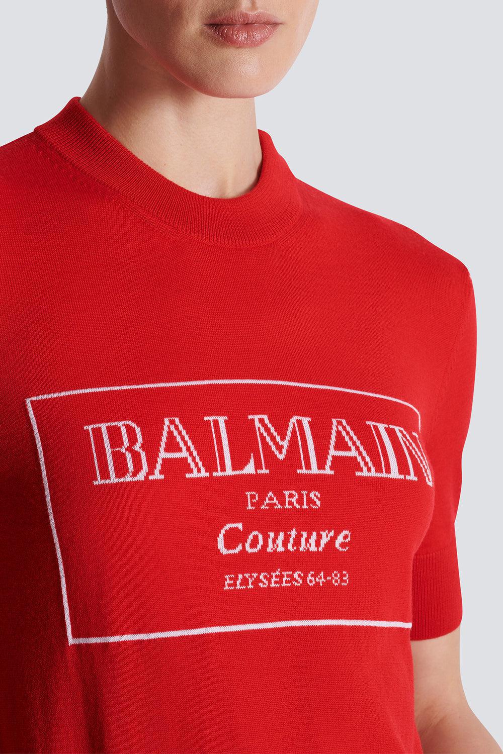 BALMAIN-Short Sleevee Bicolor Top-
