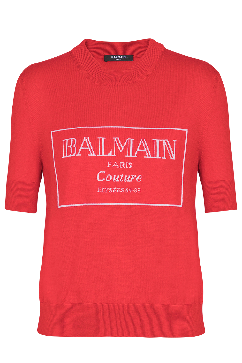 BALMAIN-Short Sleevee Bicolor Top-