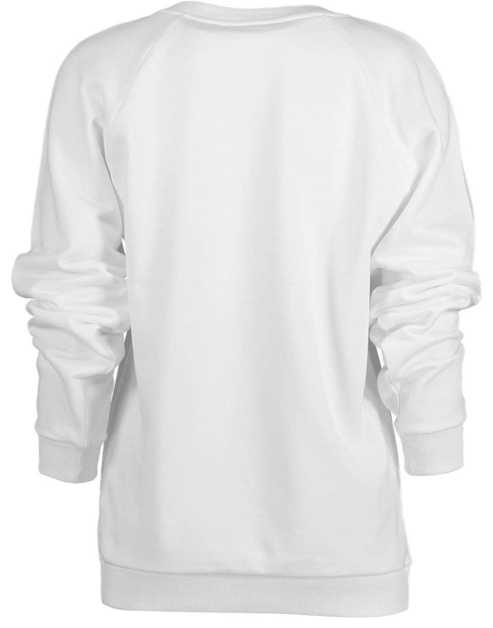 BALMAIN-White Satin Logo Sweatshirt-