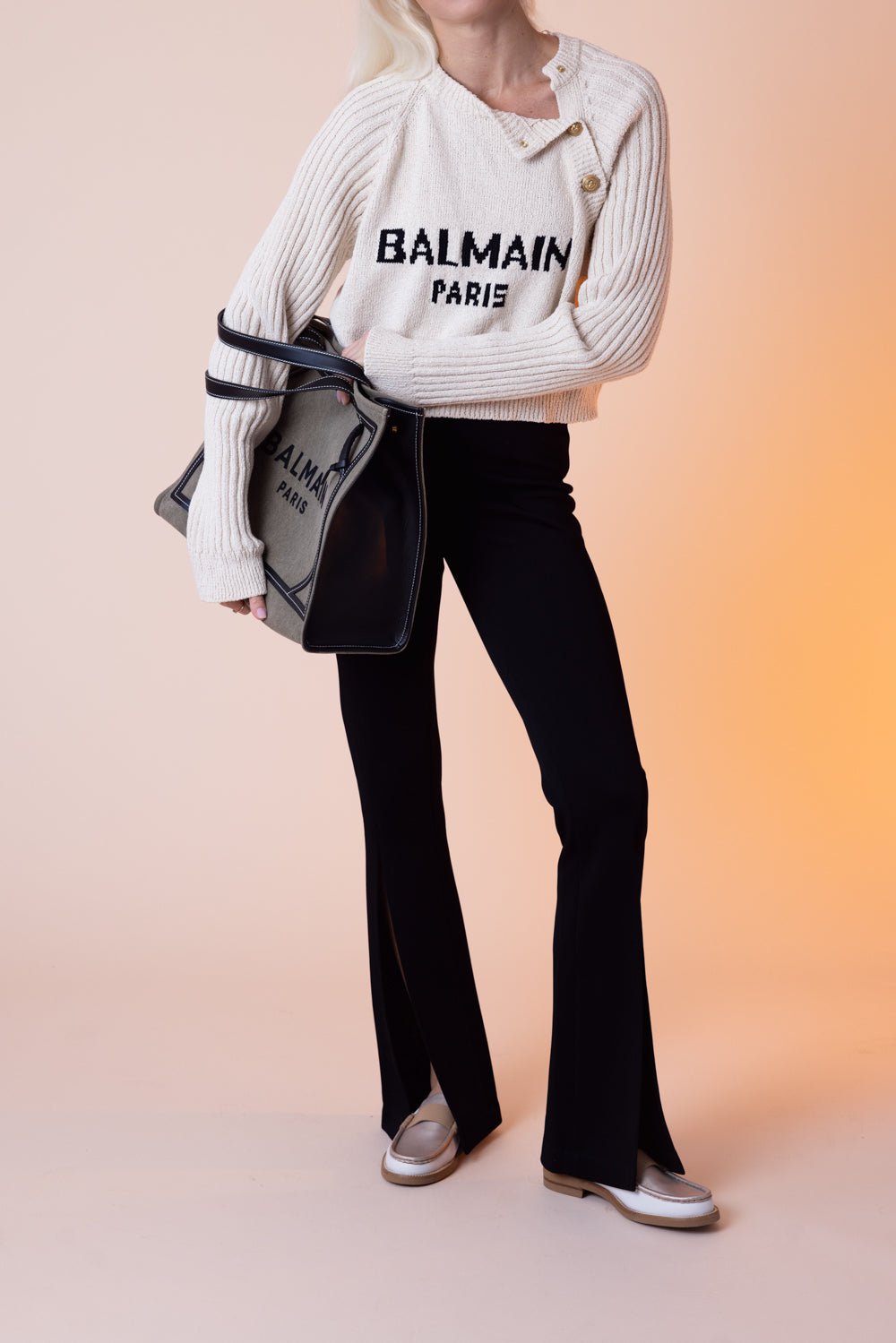 BALMAIN-Four Button Cropped Pullover-