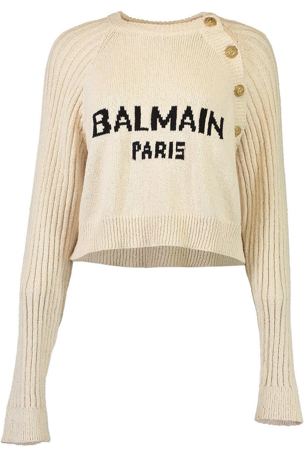 BALMAIN-Four Button Cropped Pullover-