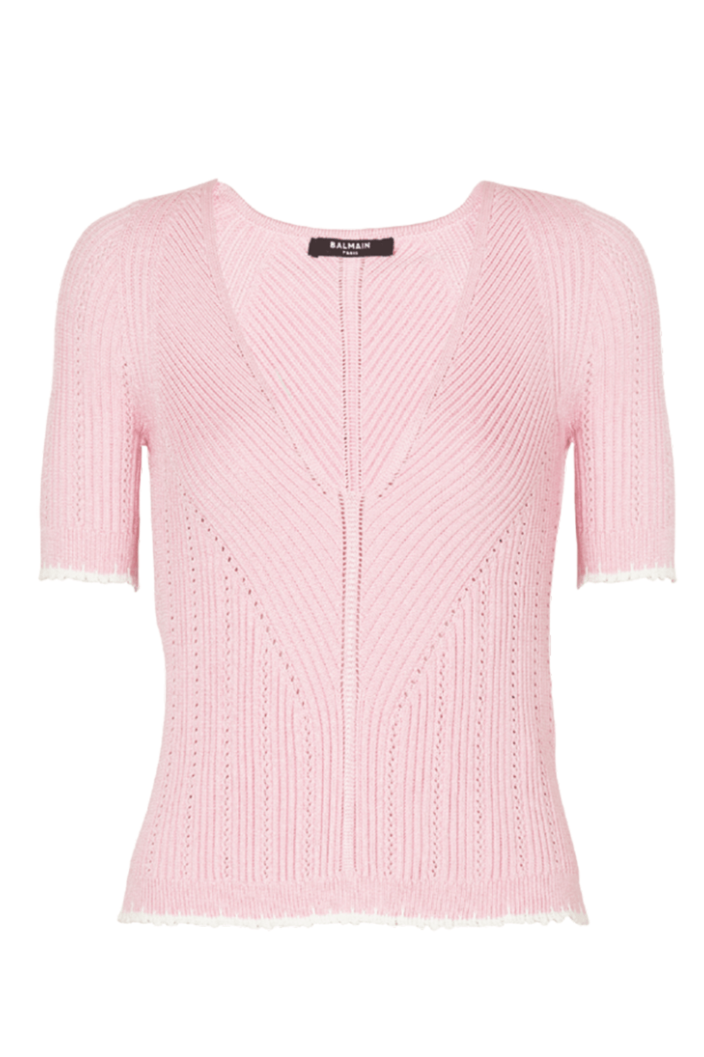 BALMAIN-Short Sleeve Vneck Top-