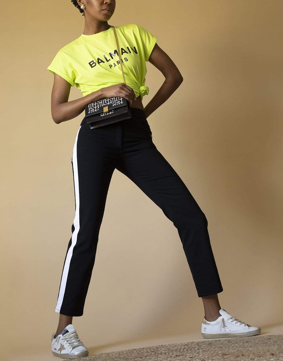 BALMAIN-Neon Balmain Logo T-Shirt-