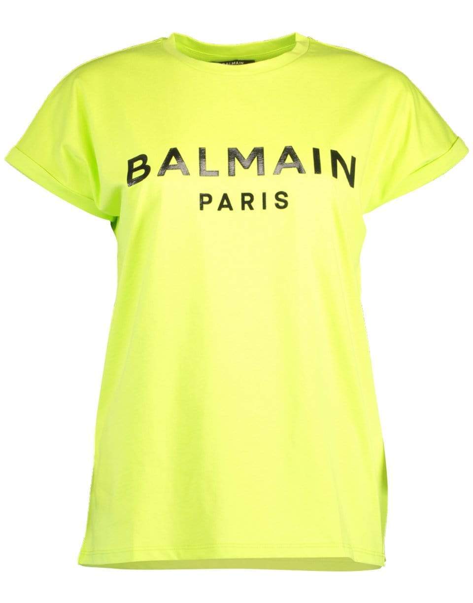 BALMAIN-Neon Balmain Logo T-Shirt-
